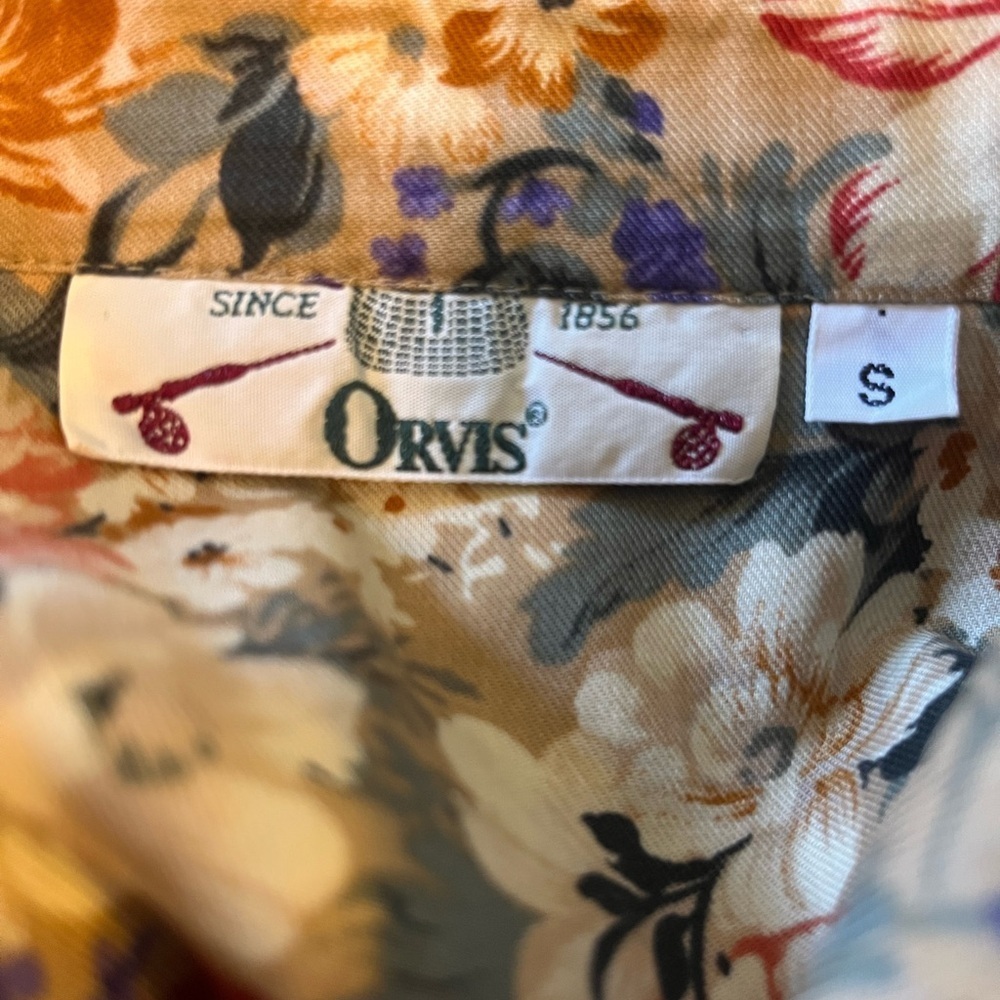 Orvis Floral Shirt S Made in USA Cotton Bold Garden Print Long Sleeve Button Up - Picture 8 of 10